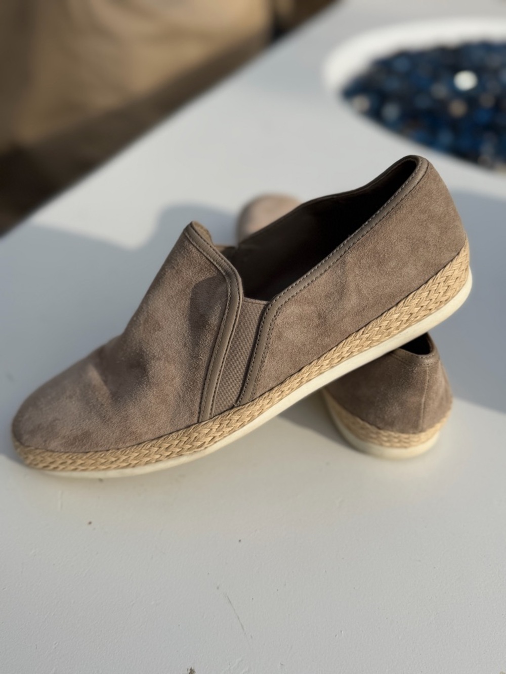 Vince Taupe Suede Slip-On Espadrille Sneakers